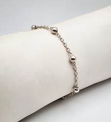 Jacmel Italy 925 Vintage Sterling Silver 5mm Station Beaded Chain Bracelet 8″