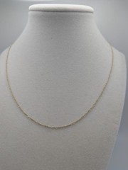 14k Yellow Gold 0.6 mm Twisted Chain Necklace. Adjustable Chain Necklace.