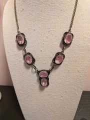 Vintage Pink Topaz Sterling Silver Necklace