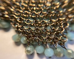 Gorgeous Vintage Crystal Necklace Iridescent Glass Statement Bib Choker 23”