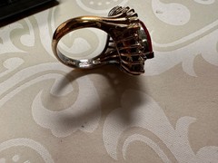 Vintage Jolie Gabor Faux Ruby and Cubic Zirconia Cocktail Ring Size 6
