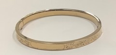 Vintage 14K Gold Filled Bangle Marathon 7.2” Hand Engraved