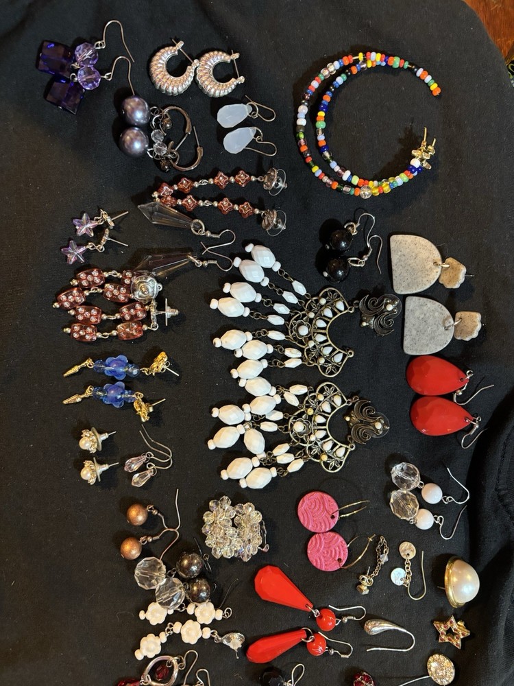 Vintage Multicolor Mixed Lot Earrings Collection Glass Plastic Metal