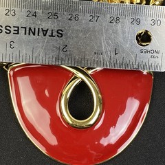 Vintage Monet Necklace Statement Deep Red Enamel GoldTone 24.5″ SEE DESCRIPTION