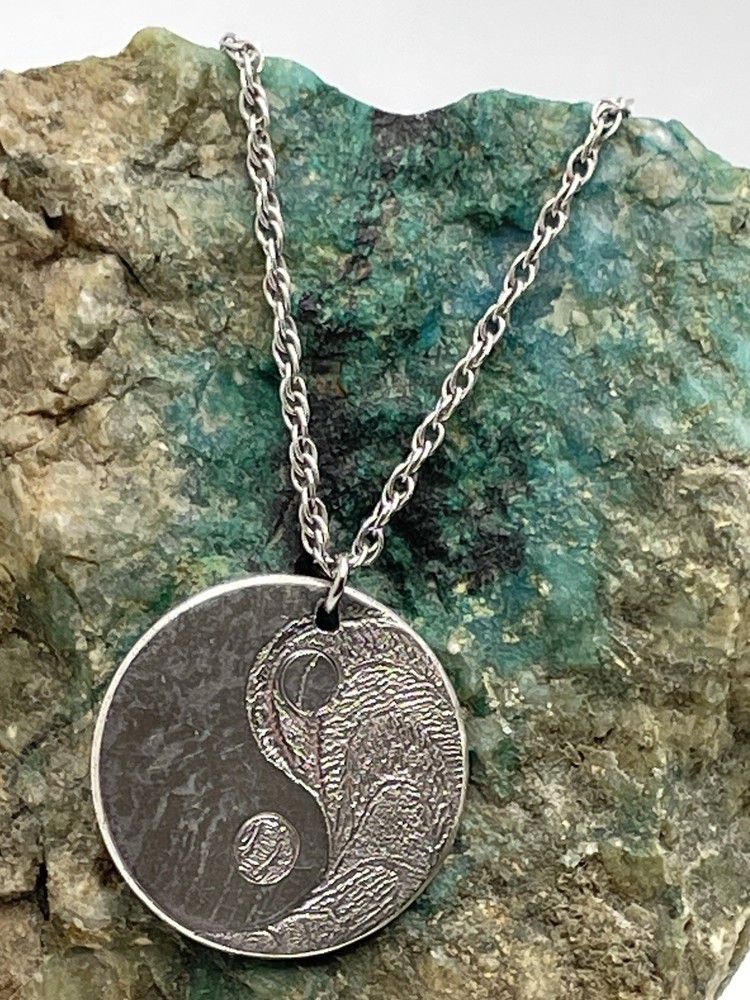 Asian Vintage Sterling Silver Ying Yang Pendant Necklace Needs Clasp TLC
