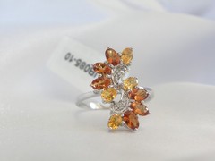 Designer Sterling Silver 925 Natural Mandarin Orange Garnet Ring Size 10