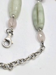 Vintage Barse Sterling 24 Inch And Gemstone Beaded Necklace Rose Quarts MOP Gem