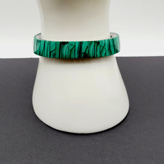 Malachite Stone Green Veneer Panel Stainless Steel Expanding Vintage Bracelet