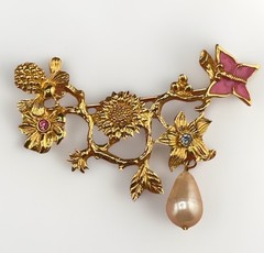 Vintage Avon Garden Of Eden Brooch Collar Pin Vine Bee Butterfly Edwardian Style