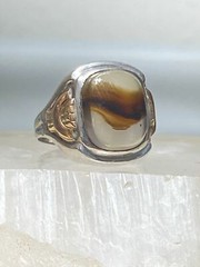 Agate ring art deco sterling silver women men