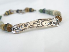 Vintage 999 Fine Sterling Silver Artisan Signed KVK Rustic Bracelet 8″