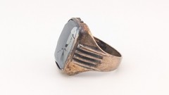 Vintage Sterling Silver Ring Hematite Stone Cracked Broken Size 11.25