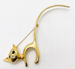 Huge ULTRA CRAFT 6 inch Modernist Cat Brooch Rhinestones Signed Vintage Jewelry