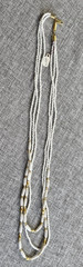 VTG ITALIAN WHITE MILK GLASS SEED BEAD MULTI-STRAND NECKLACE BRASS NUGGETS 26in