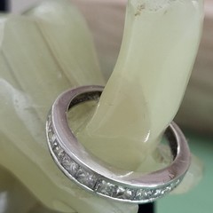 Vintage 1950 era Ring Platinum Band 10 Princess Cut Diamonds