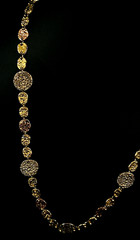 VINTAGE 24” ANNE DICK NECKLACE ~ BRUTALIST MODERN TRICOLOR DISC ~ STUNNING