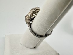 Antique European 800 Silver Adjustable Ring Blue Enamel Sz7 Signed RARE Read