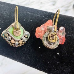 Lot of 3 Laly Artisan Earrings Mismatched Handcrafted Glass Crystal Gemstone