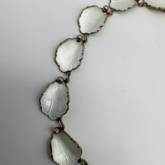 VTG Norway Hans Myhre Sterling Silver White Enamel 15″ Necklace 37g #gag