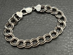 Marked Sterling 925 Italy Untested Double Link Chain Thick Heavy Chunky Bracelet