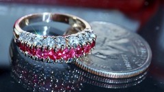 14k yellow gold 1.50ct natural diamond size 6.75 ring ruby band heated 4.95gr