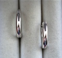 Vintage Designer Solid 14K White Gold Hoop Pierced Post Earrings 14kt