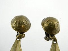 Vintage Donna Karan Brass Tone Metal Clip on Earrings DK Co Hallmark