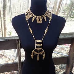 Book Juliana D&E for KJL Cast Urn Parure Bib Necklace Bracelet Egyptian Set