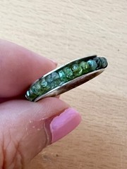 VINTAGE DESIGNER ROUGH GREEN TOURMALINE ETERNITY SPINNER BAND RING 925 STERLING