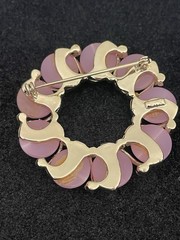 VINTAGE Lavender LISNER MOONGLOW BROOCH Gold Tone Mini Rhinestone Accents *Read