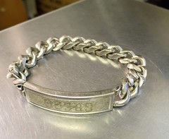 Vintage Speidel USA ID Bracelet Rhodium Electroplate Engraved GREGG