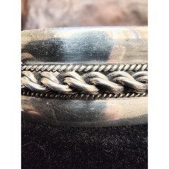 Vintage Southwest Sterling Silver Cuff Bracelet, Signed AW, Braided Rope, 7.25″
