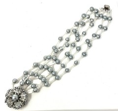 Signed MIRIAM HASKELL Multi-Strand Faux Pearl Necklace and Matching Bracelet