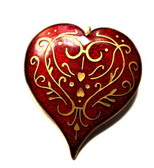 Vintage Museum of Modern Art MMA 1995 Red Heart Pin or Pendant 1985 Gold Detail