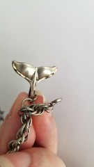 .75″ Vintage Sterling 925 SILVER Whale Tail no Bracelet CHARM Pendant