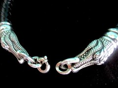 Barry Kieselstein Cord 925 Silver Alligator Head Braided Leather Choker Necklace