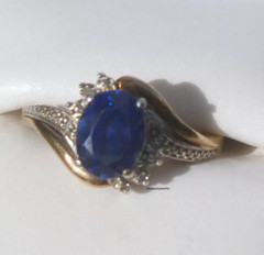 Art Deco Vintage 3Ct Oval Cut Blue Sapphire Women CZ Ring 14K Yellow Gold Plated