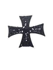 Oweiss Black Rhinestone and Resin Cross Brooch Vtg Gothic Glam Statement Piece