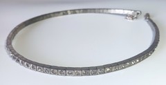 Vtg (Antique?) Silver-tone Clear Rhinestone Rigid Tennis-style Necklace 16″