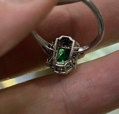 Art Deco Style 1.5Ct Emerald & Lab Created Diamond 925 Silver Engagement Ring