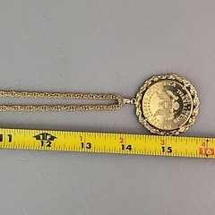 Vintage Avon Bicentennial Coin Necklace Lady Liberty 1976 Gold Tone 28″