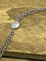 Vintage Dual Rolo Link 950 Sterling Silver Stationed Necklace 19”