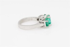 Designer $7000 3.50ct Natural Emerald 3 Stone Platinum Band Ring 10g