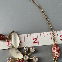 Vtg Rhinestone Marbled Opalescent Butterfly Collar Necklace & Earrings As Is