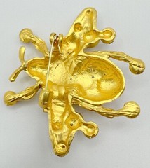 T17-1853 BROOCH GOLD TONE PIN 2.25″ RHINESTONE ANIMAL BEE INSECT COLORFUL