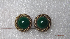 GM Signed JADE Look CLIP EARRINGS General Motors