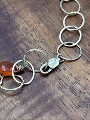 14/20 GF Gold Filled Chain Necklace 34” With Faceted Carnelian Stones