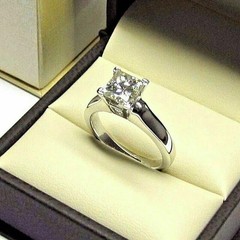 2Ct Princess Cut Solitaire Lab Created Diamond 14K White Gold FN Engagement Ring