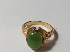 Vintage 10k G.F. Jade Cabochon Ring Size 5.25