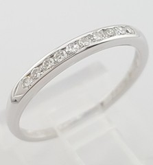 Vintage Single Cut Diamond Channel Set Wedding Band 0.1 ct 2.2 mm 18k W Gold